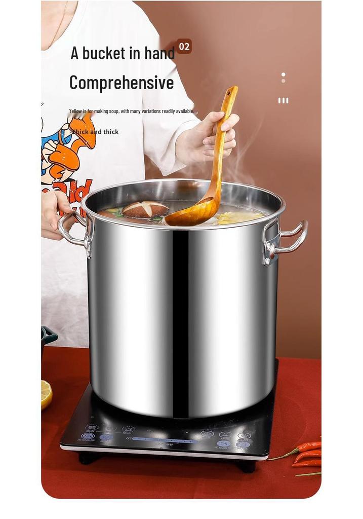 Large Capacity Stainless Steel Induction Soup Pot with Lid