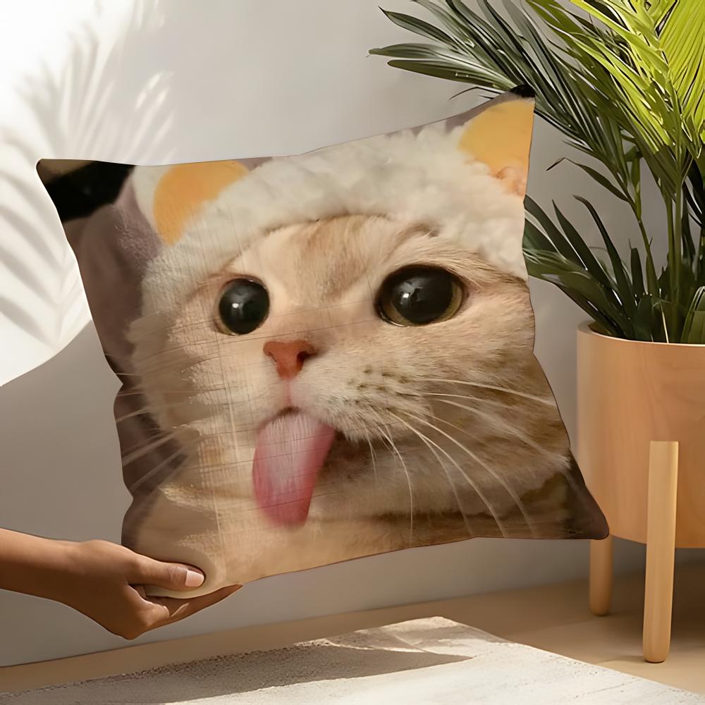 Cute funny internet meme cat Pillow Case Linen Cushion Covers For Decorative Sofa Home Pillows Case Car Chair Pillows Cases
