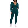 Fashion Women  Lady Split 2 Piece Sports Suit Set Casual Solid Color Suit