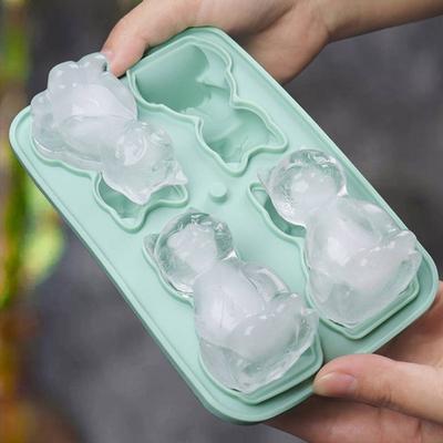 1 Stück Leicht lösbare 3D Katzenform Küchenutensilien Eiswürfelform 4-Fach Silikonform Eiskugelbereiter
