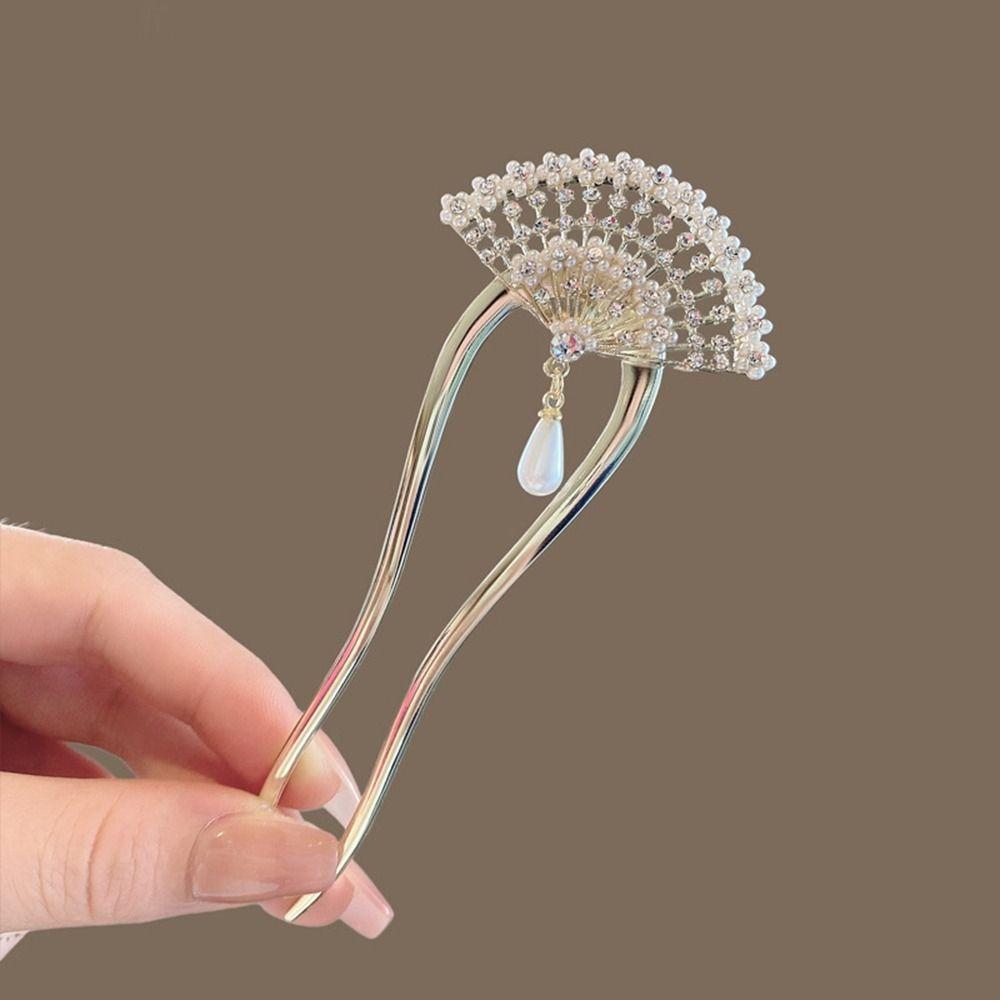 Headdress Pearl Hairpin U-shaped U-shaped Hairpin New Pearl Pendant HairClip  Women Girl