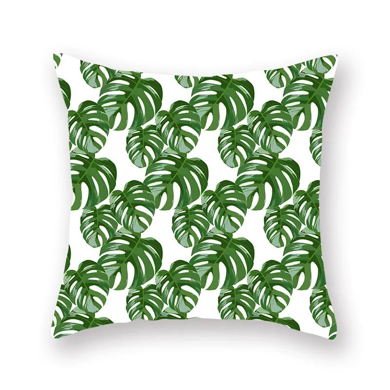 Polyester Decorative Throw Pillows Case Tropical Green Plants Palm Sofa Cushion Cover For Home Living Room Decoration