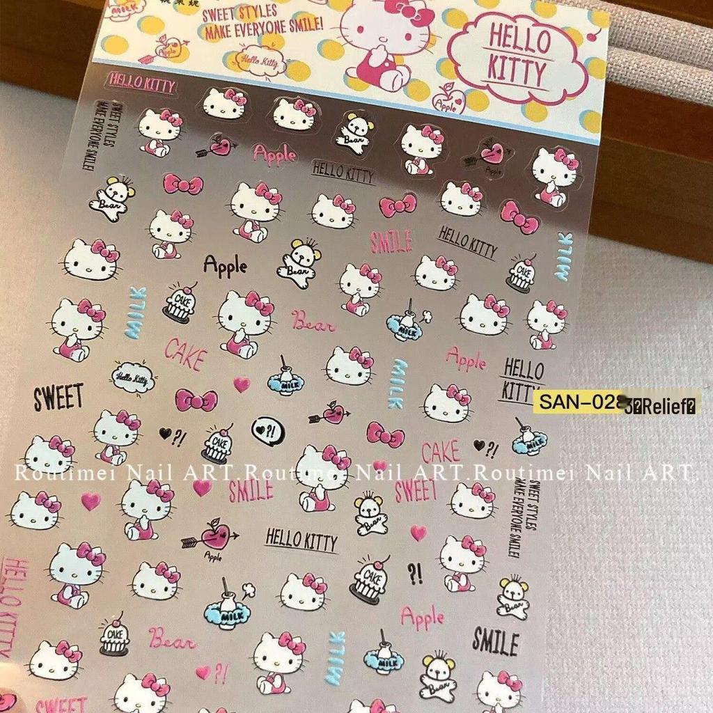 Hello Kitty 3D Präge Nail Art Sticker - Niedlicher Japanischer Cartoon Stil