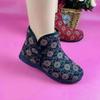 Winter Boots Non-Slip Booties Elderly Women Shoes Warm Print Snow Boots Furry Fur Velvet Cotton Cloth Cozy Ankle Boots