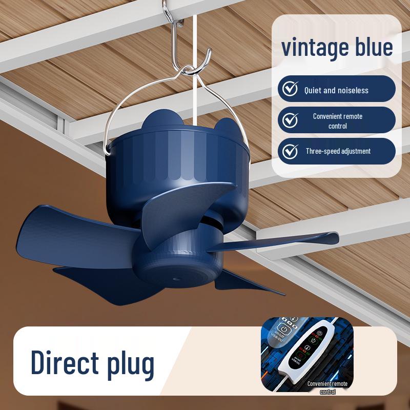

Compact Rechargeable Ceiling Fan with Lamp and Mosquito Net - Quiet, Large Wind Power, Remote-Controlled for Dorms and Bedrooms 26*10.2*8.3cm