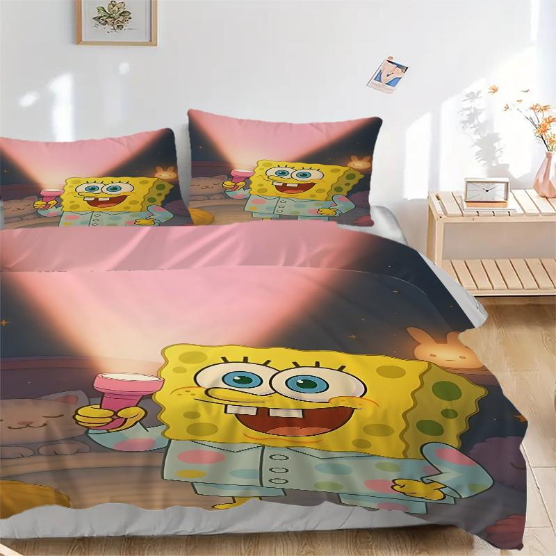 3Pcs Spongebob Pajamas Bedding Sets For All Sizes New 3D Printed Bed Cover Comforter Duvet Cover Pillowcase Bedroom Decoration