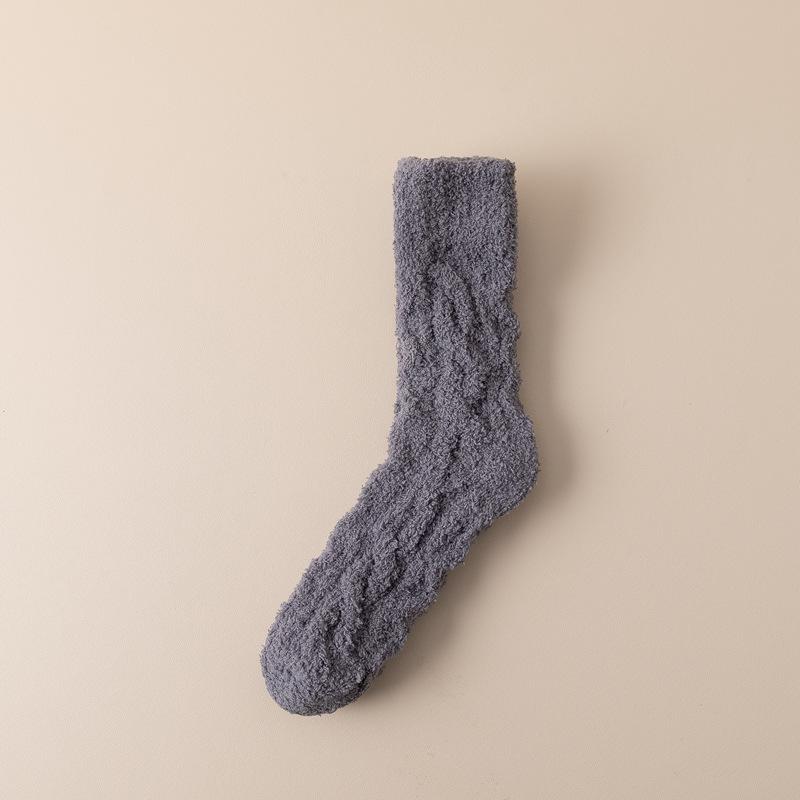 

Coral Fleece Socks Men S Medium Tube Socks Winter Fleece Thickened Warm Without Hair Loss Home Floor Socks Sleep Men S Socks One size fits all темно-серого