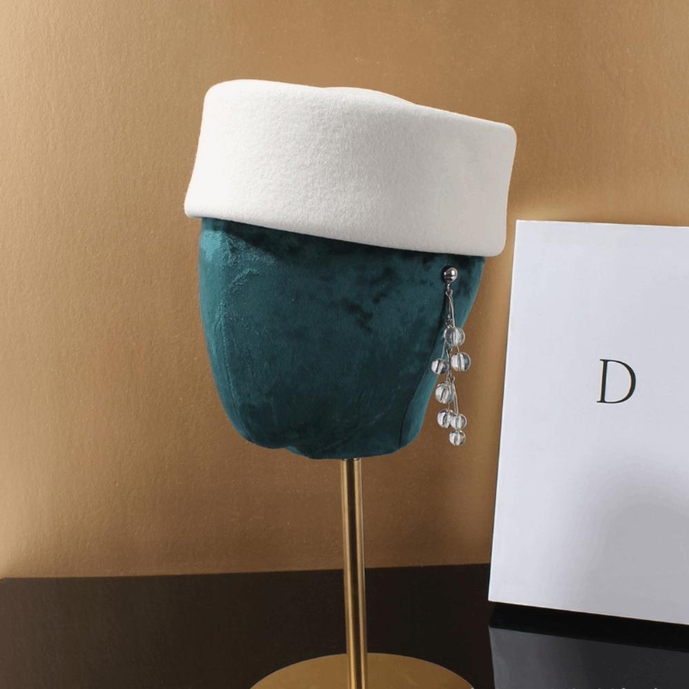 New Hard Top Wool Felt Berets Concave Top British Retro Vintage Fedoras Hats Pillbox Cap Wedding