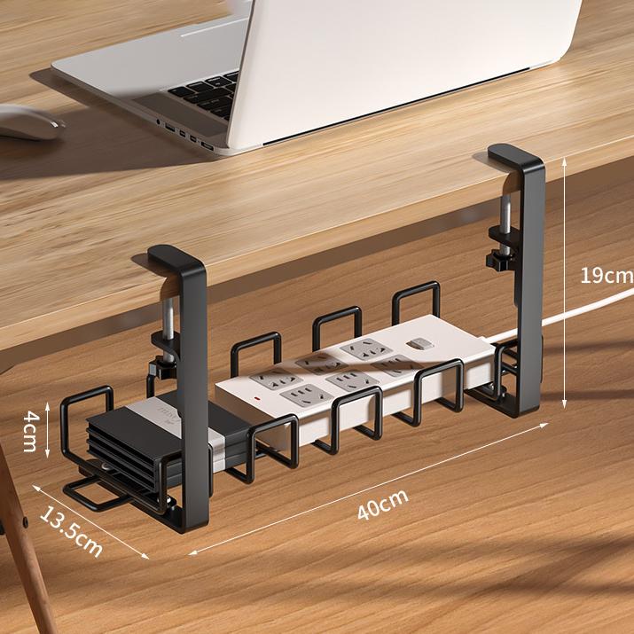 Under Desk Cable Management Trays No Drill Clamp Mounted Cord Organizer Socket Storage Rack Home Storage Accessories