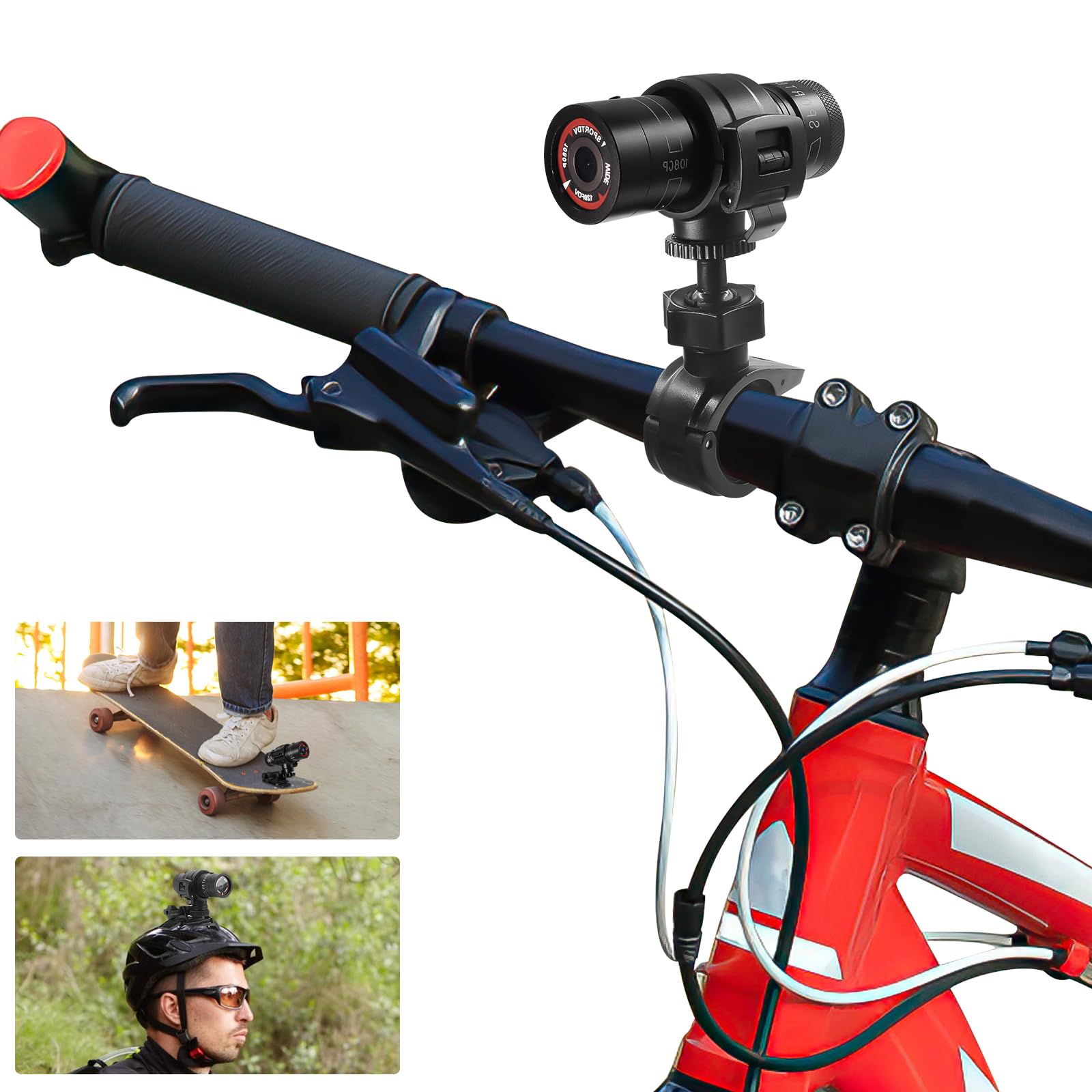 

SULUWU Bicycle Drive Recorder 2 Megapixels Full HD Bicycle Drive Recorder Motorcycle Drive Recorder 1080p Long Recording Cycling USB Rechargeable IP63 чорний