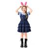Girls Judy Hopps Cosplay Costume Dress With Ears Belt Badge Navy Style Short Sleeve Performance Outfit Kids 3-8 Years