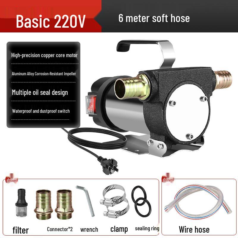 Electric Oil Pump 12v/24v Universal, 220v Diesel Pump, Self-Priming Refueling System