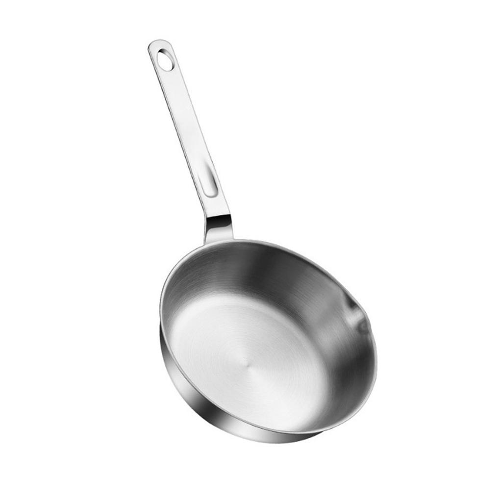 Small Stainless Steel Frying Pan Cooking Skillet with Handle for Eggs Milk and Sauce Pouring Dishwasher Safe Kitchenware