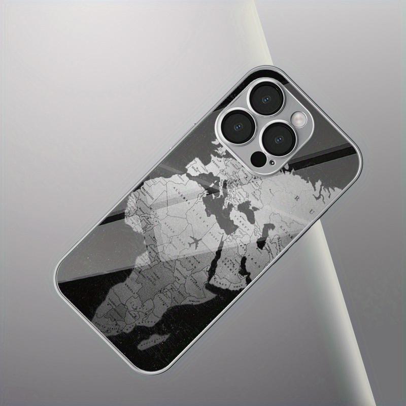 Minimalist Creative World Map Design Electroplated Silver Phone Case For Samsung Galaxy S25 S24 S23 Ultra Plus FE Glass Cover