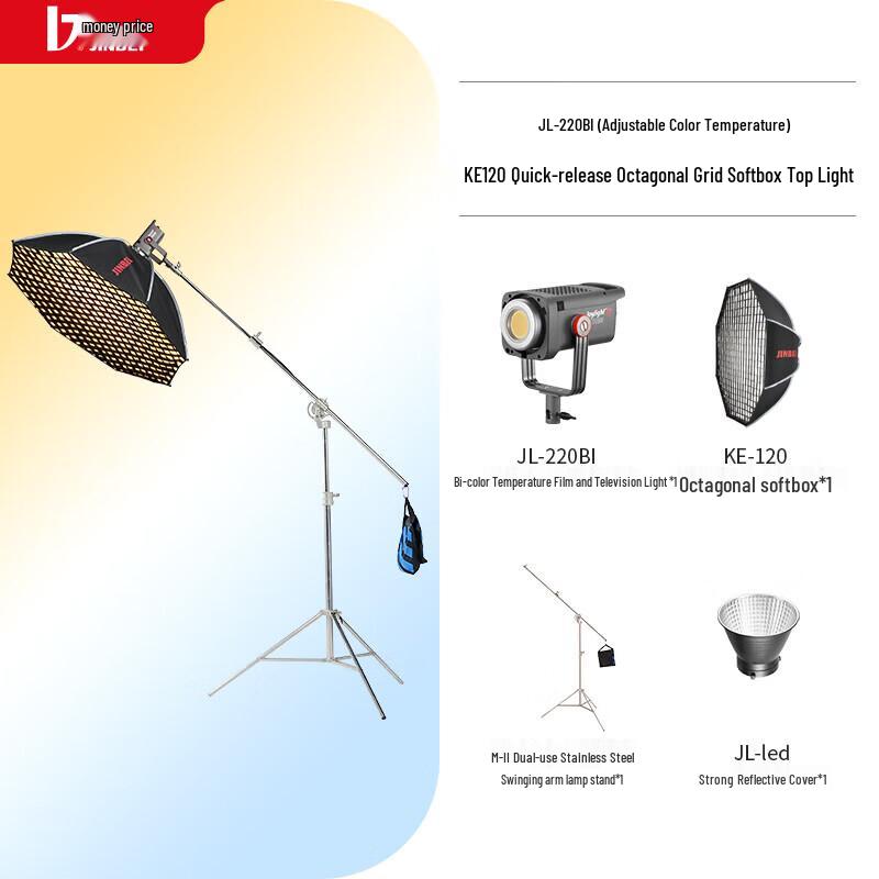 JINBEI 220W Bi-Color LED Video Light with Octagonal Softbox