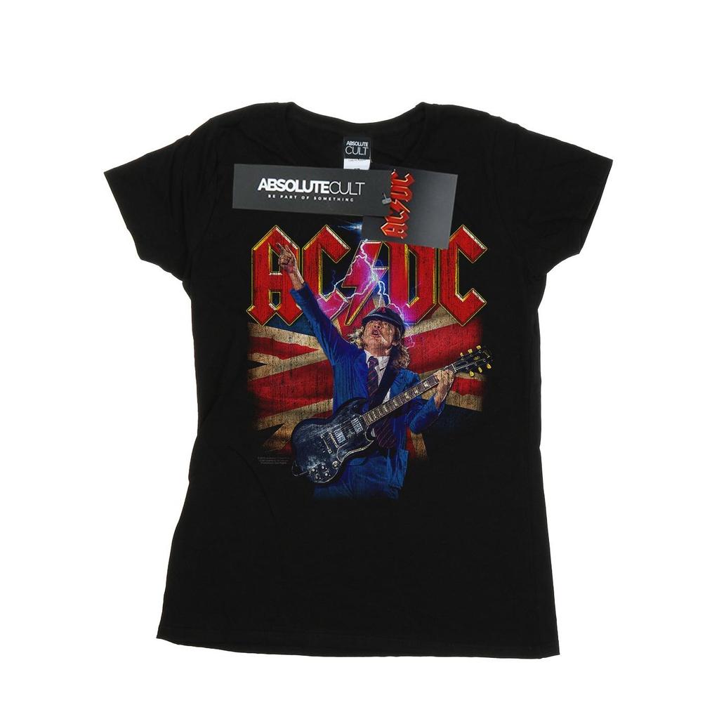 AC/DC Womens/Ladies Angus Union Flag Lightning Cotton T-Shirt