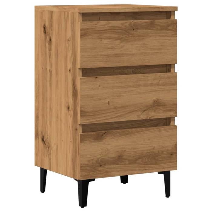 VidaXL Table de chevet avec pieds en métal chêne artisanal 40x35x69 cm, armoire de chevet, table de nuit, armoire latérale, 856426