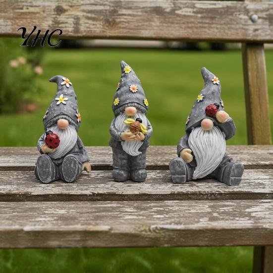 Pastorala Blomster Svamp Figurer Halloween Trädgårdstomte Figur, Vintage Alv Dvärg Staty Inomhus Balkong Dekorationer för Uteplats Gård, Vattentät