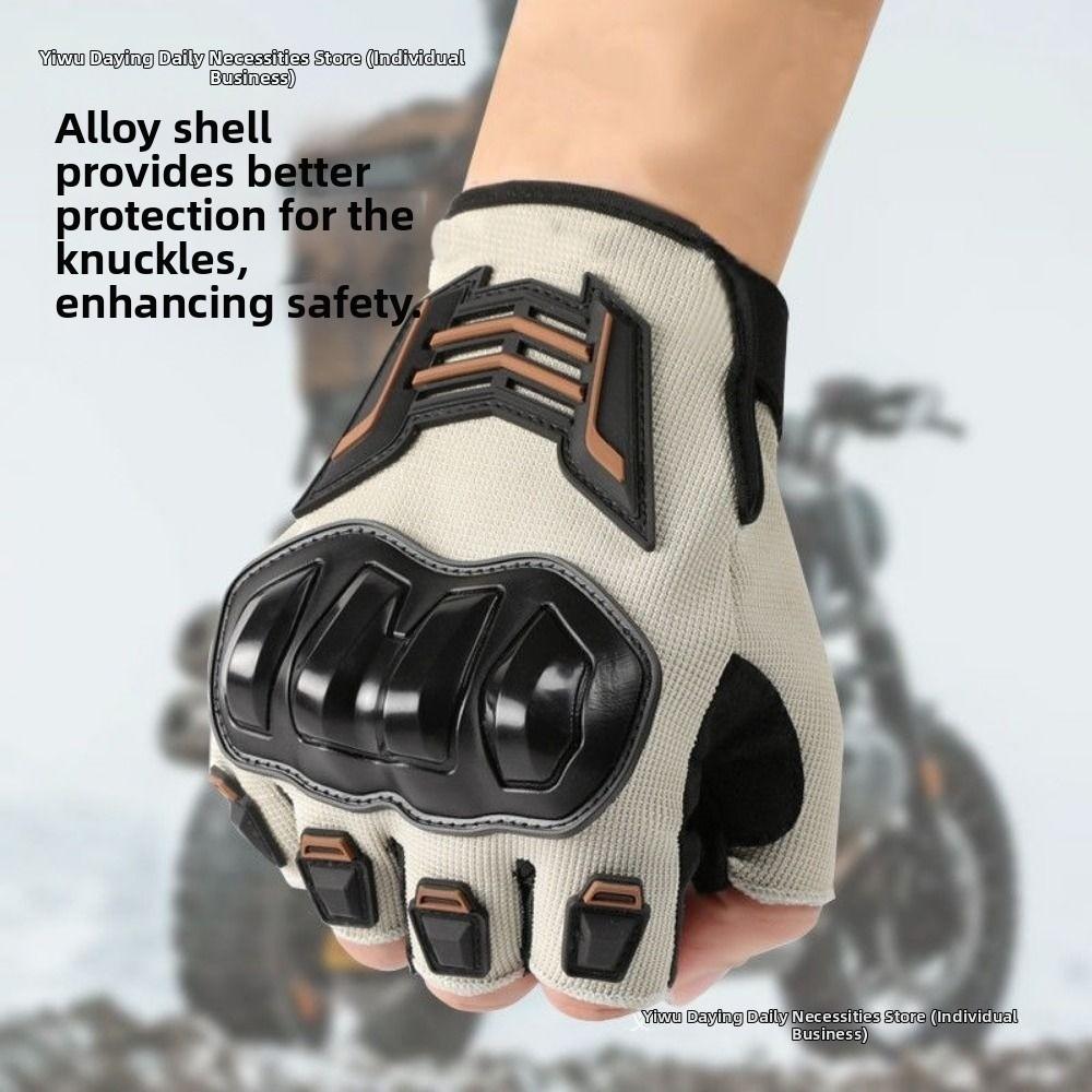 Wear Resistant Motorcycle Gloves Anti-Slip Bicycle Gloves Half Finger Gloves Electric Bike