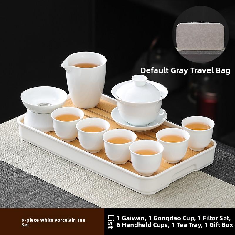 Ceramic Gongfu Tea Set Yuxi White Porcelain Tea Pot Cover Bowl And Tea Cups Set for Home Office Tea Brewing