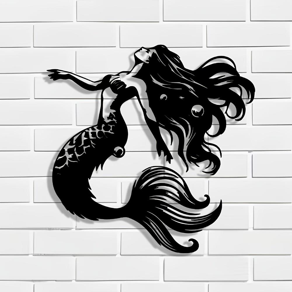 Elegant Mermaid Metal Wall Art Abstract Iron Sign for Halloween Christmas Home Office Cafe Bar Farmhouse Room Decor Housewarming Gift