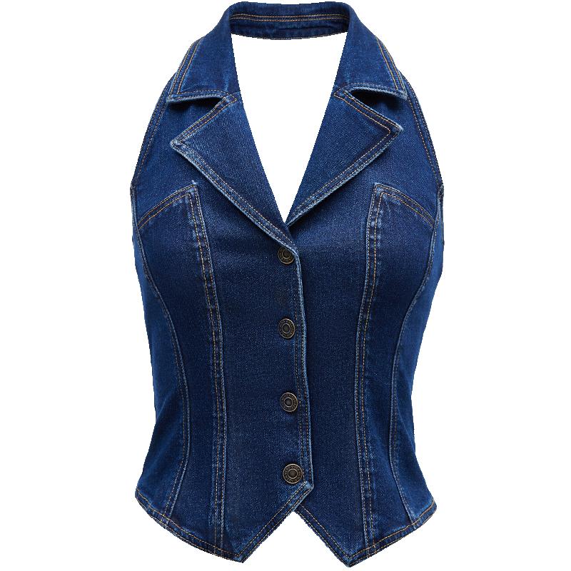 

Женский джинсовый жилет без рукавов с лацканами VEROMODA L