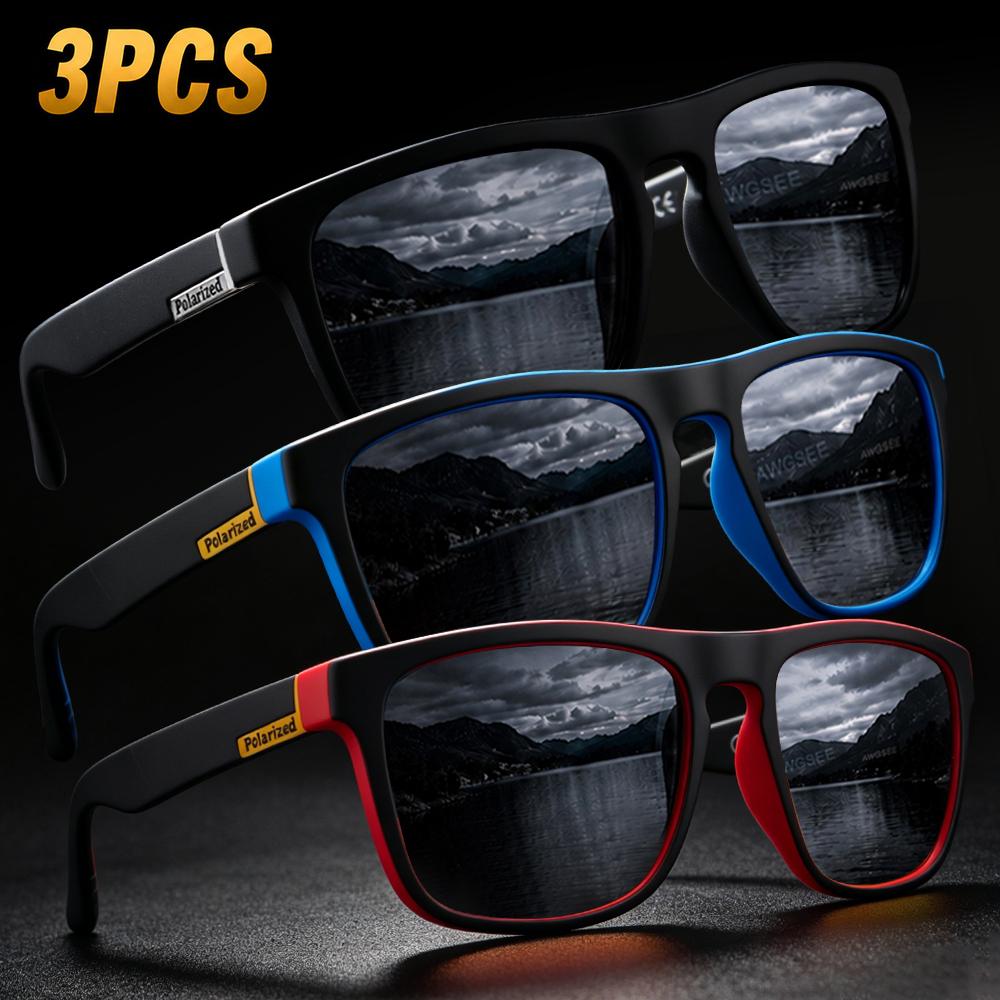 1/3 Pezzi Occhiali da Sole Polarizzati per Uomo Donna Guida Sport Escursionismo Occhiali da Sole Montatura Quadrata Classica Protezione UV400