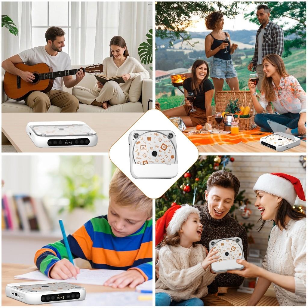 Music Player Portable Bluetooth CD Player Rechargeable Home/Car Walkman HiFi Lound Dual Speakers