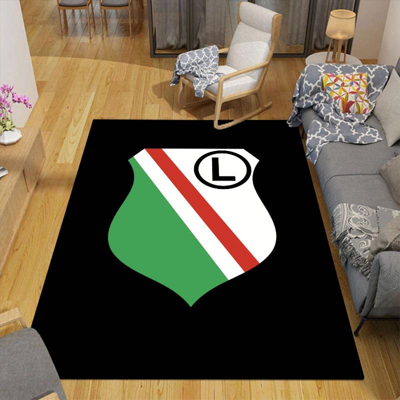 Legia Warszawa Home Sofa Decoration for Living Room & Bedroom, Non‑Slip Play Flannel Floor Mat for Game Room