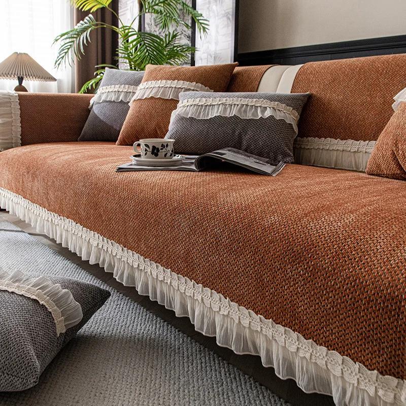 Non-Slip Chenille Sofa Cover for Living Room Four Seasons Universal Sofa Cushion French Style Light Luxury Couch Covers Home