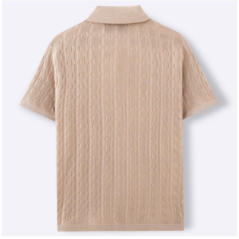 Cárdigan de Punto Jacquard de Manga Corta para Hombre Verano Casual de Negocios Versátil