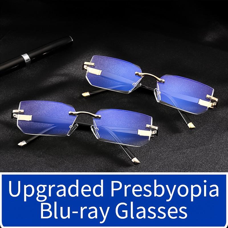 Anti Blue Ray Reading Glasses Women Dimond Cutting Rimless Eyewear  Anti Fatigue Hyperopia Presbyopic Glasses +1.5