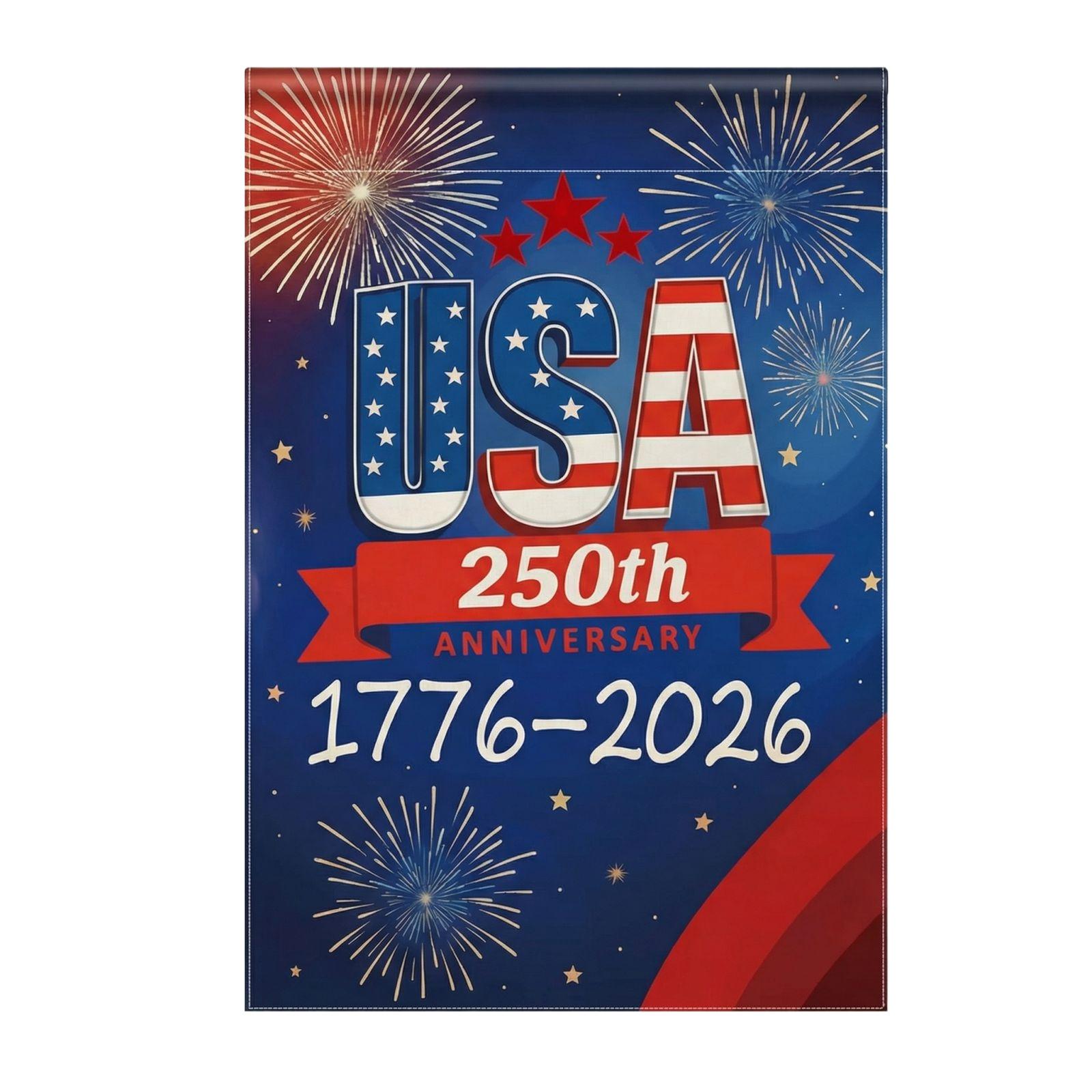 The People 1776-2026 Flag Memorial Day Patriotic 250th Birthday 250 Years United States Indoor Garden Decoration (250 YEARS) синий