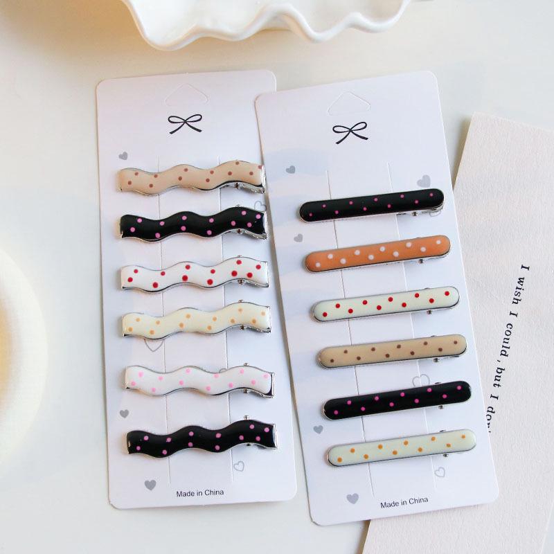 Multicolor Polka Dot Geometric Enamel Hair Clip Set