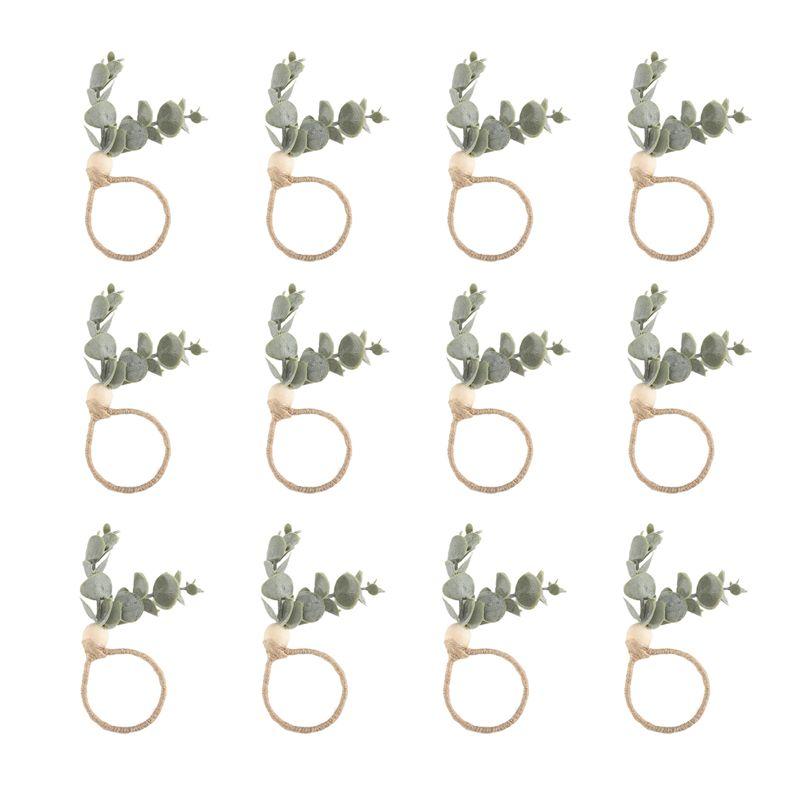 Napkin Rings Rustic Eucalyptus Wooden Napkin Rings Boho Leaf Wood Bead Farmhouse Napkin Ring Holder