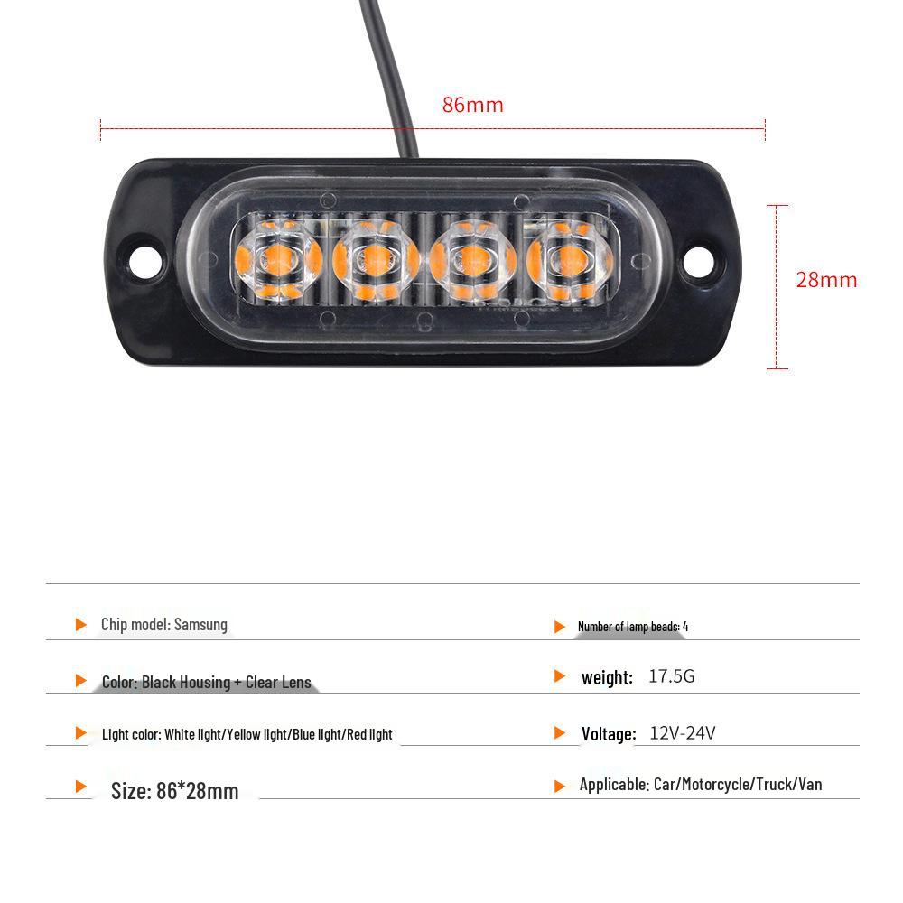 Ultra-Thin High-Brightness LED Car Warning & Running Lights - 12-24V, Always On with Turn Signal Function