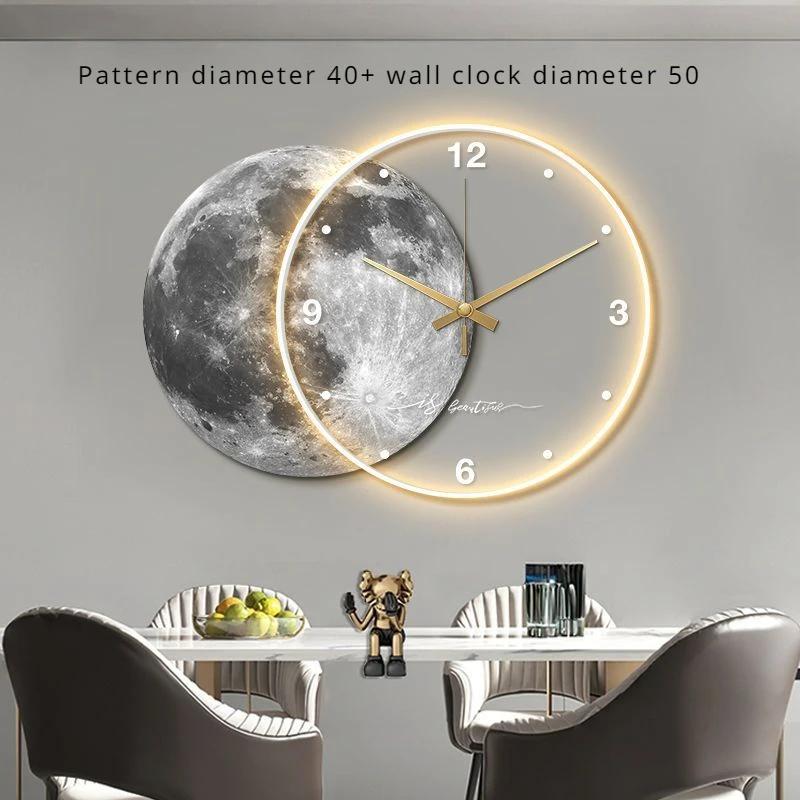 Large 3D Wall Clocks Silent Movement LED Light Wall Clock Luxury Living Room Decoration Accessories Elegant Interior Ornaments