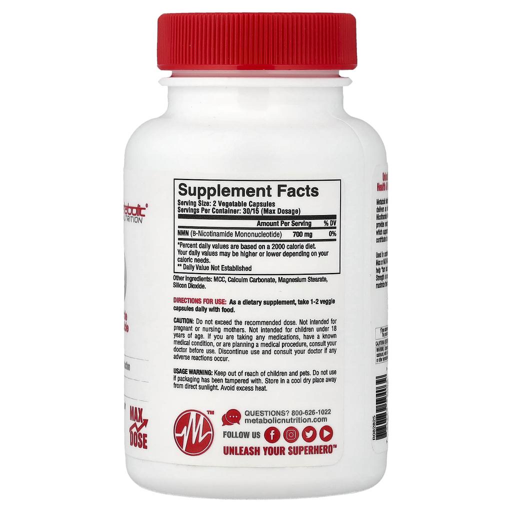 Metabolic Nutrition NMN, 30 Capsules (350 Mg Per Capsule)
