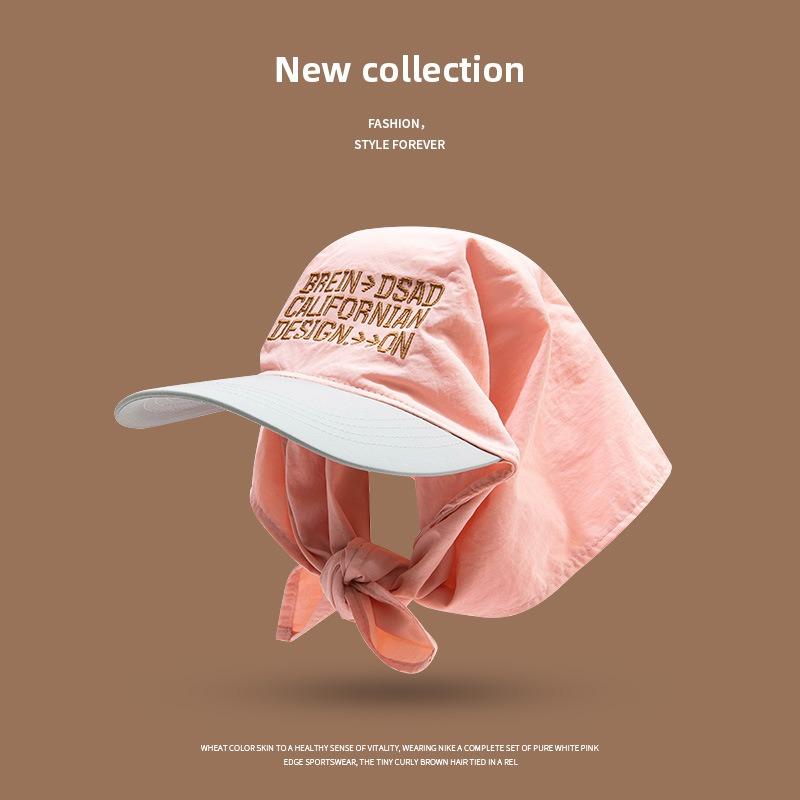Summer sunshade sunscreen cap children thin embroidery quick-drying personalized contrasting color lace-up headscarf cap