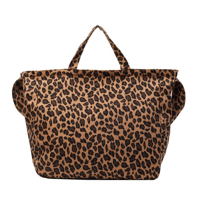 2025 Women's Leopard Print Canvas Tote Bag with Large Capacity – Shoulder & Handbag Trend