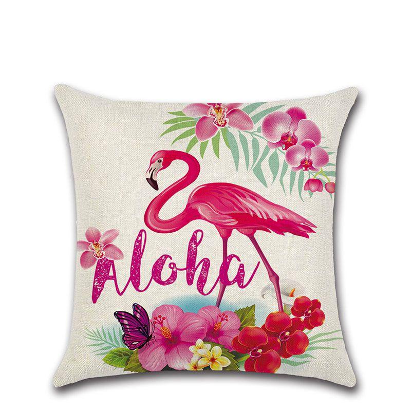 Luxurious Flamingo Tropical Monstera Cotton Linen Cushion Cover For Chic Living Spaces