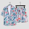 Hawaiian Floral Beach Set: Men's Loose-Fit Plus Size Short Sleeve Shirt & Casual Shorts