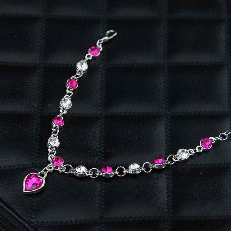 Chic Hottest Womens Ladies Crystal Rhinestone Bangle Ocean Blue Bracelet Chain Heart For Versatile Occasions