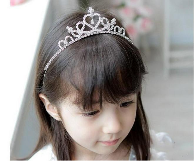 [Crown] Elegant Children's Performance Wedding Dress with Korean Diamond Crown Accessories