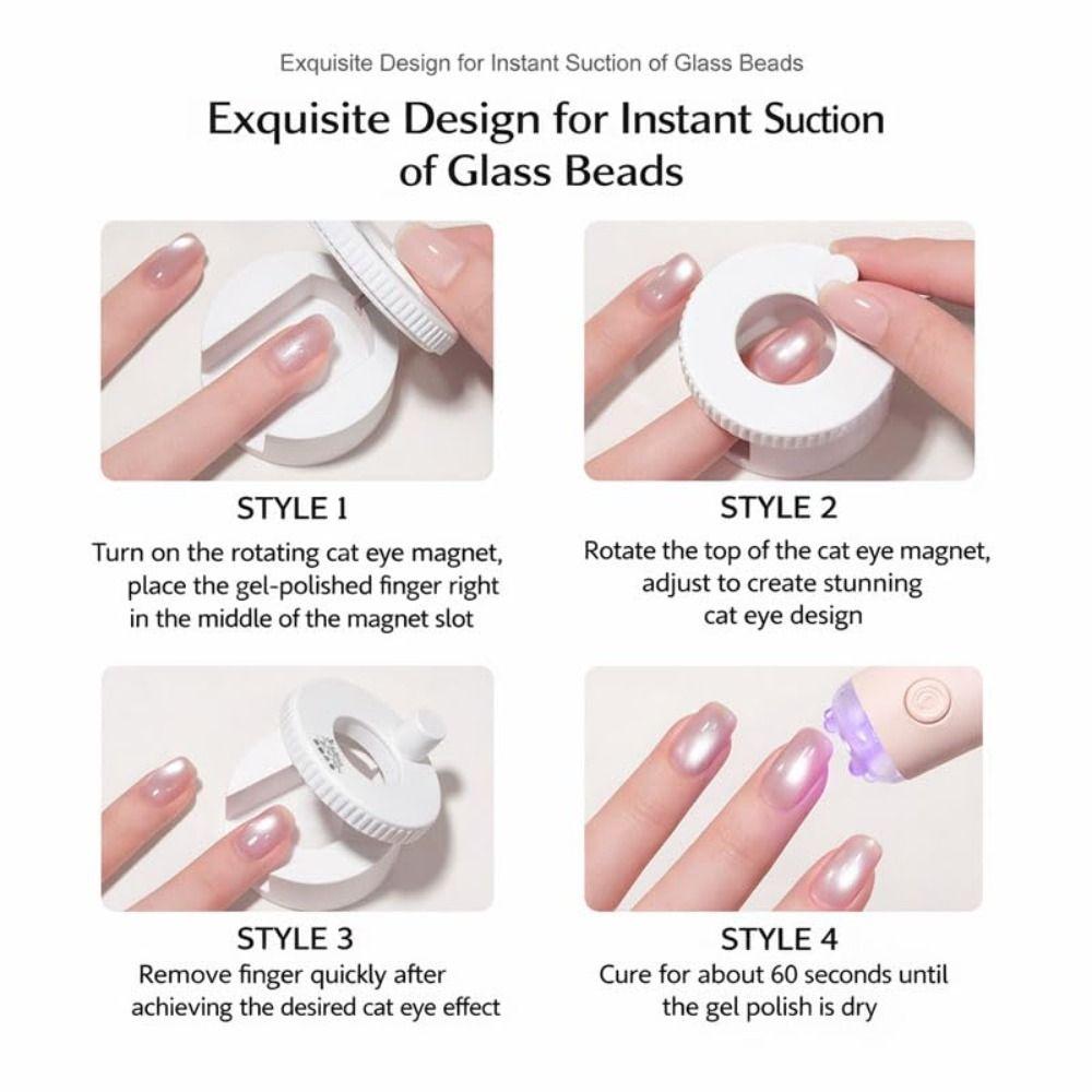 DIY Rotating Cat Eye Magnet Uniform Magnetic Force Automatic Nail Magnet Tool  For Gel Nail Polish