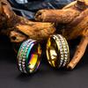Titanium Steel Couple Ring Zircon Decor Simple Fashion Party  Finger Accessories  Birthday Gift For Young Girls