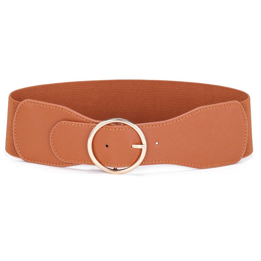 Black Extra Wide Round Buckle Elastic Belt Women'S Waist Seal Decorative Coat Trench Coat With Skirt Suit Waist