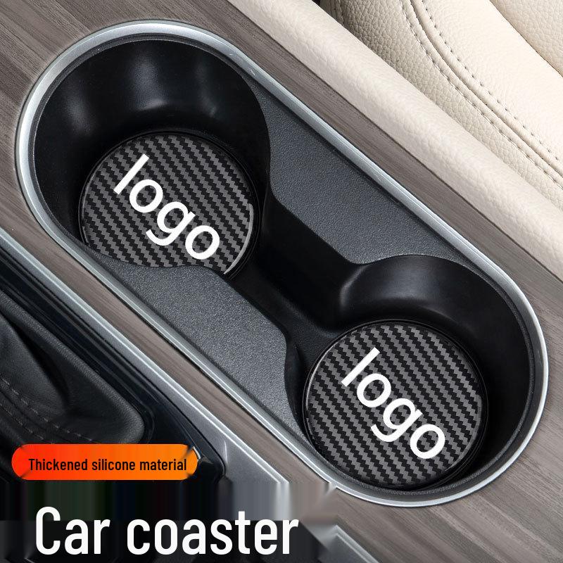 Carbon Fiber Textured Car Console Anti-Slip Cup Holder Pad