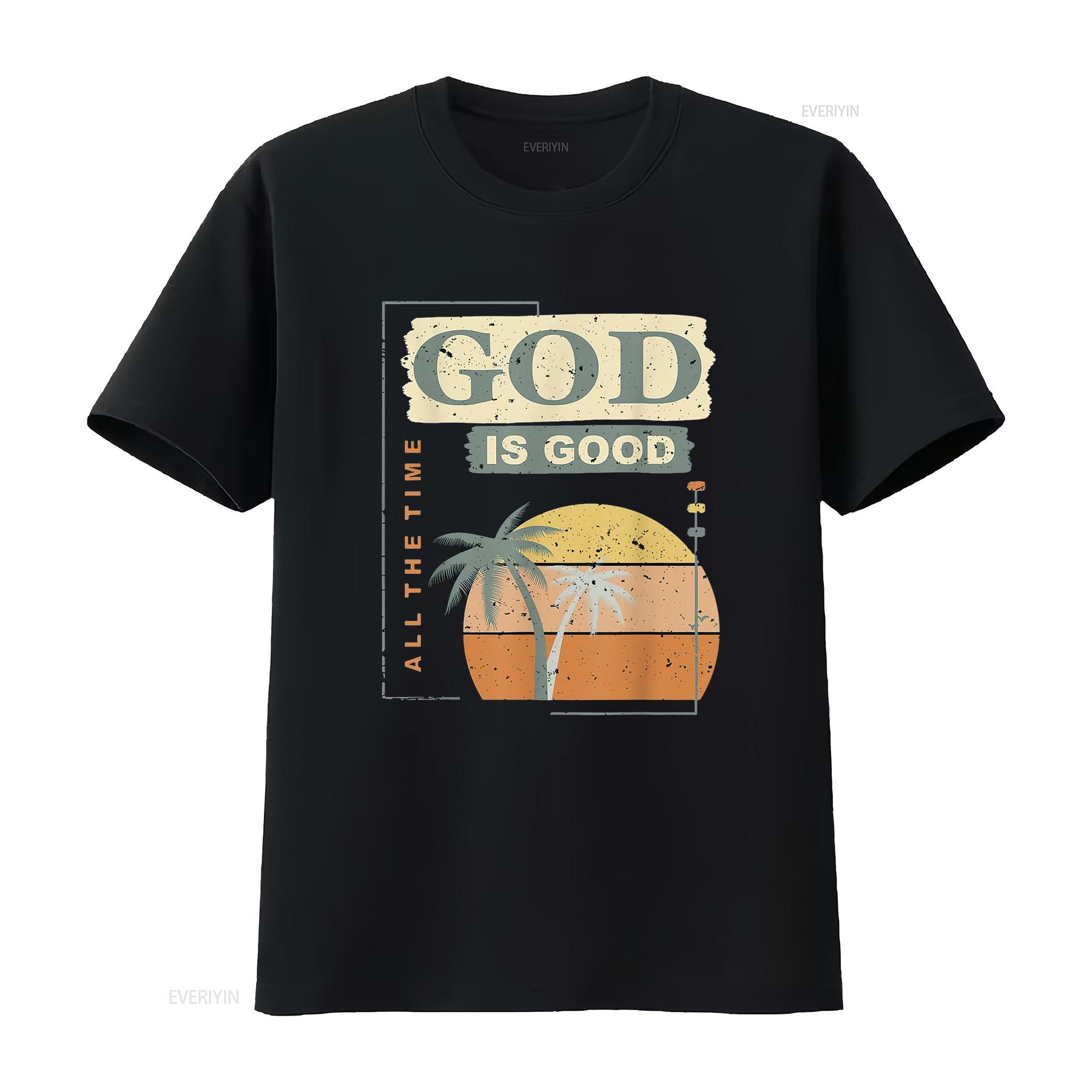 

Cool Retro Christian Saying God Is Good All The Ti Modern T Shirt for Women Perfect Addition to Your Wardrobe vintage Washed 4XL