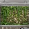 Natural Rustic Cobblestone Wall Lush Greenery Photo Background